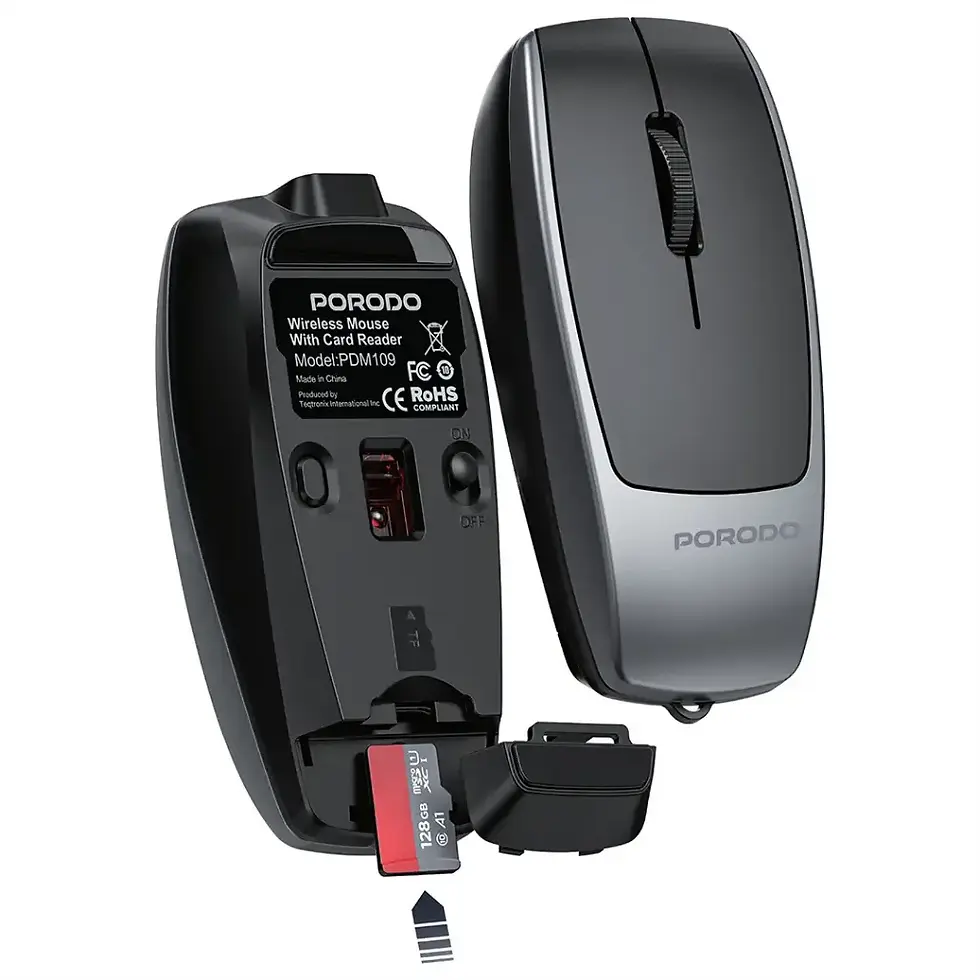 Porodo 1600DPI Wireless Mouse with Card Reader