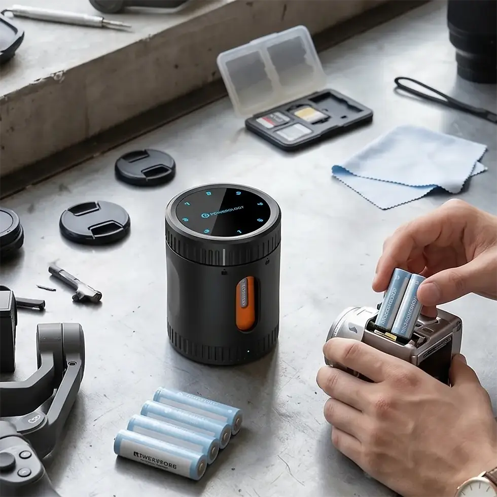 Thumbnail: Powerology Neon Smart Battery Charging Case with 8 AA Batteries
