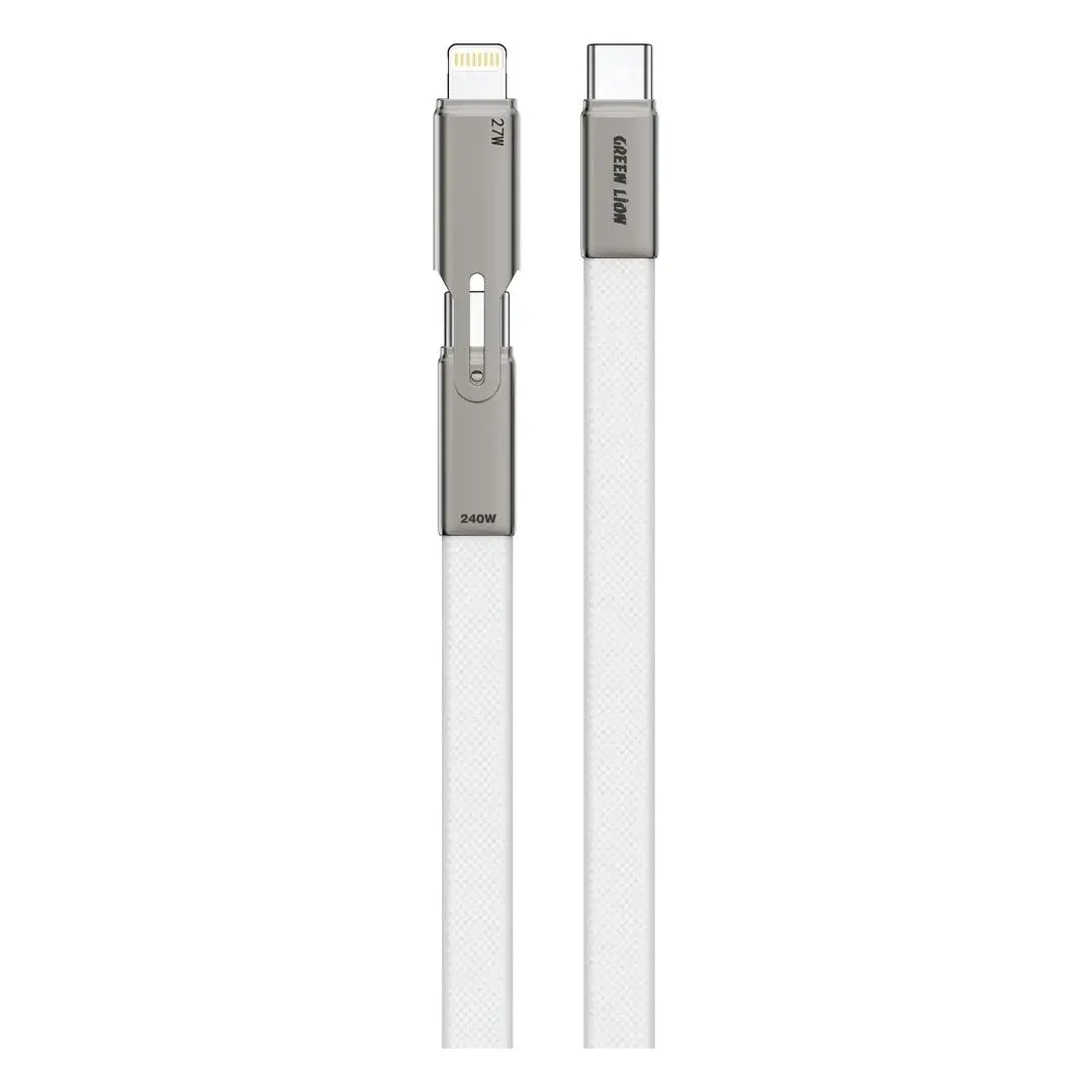 Green Lion 2-in-1 Ultra-Thin USB-C Braided Cable 1.2m