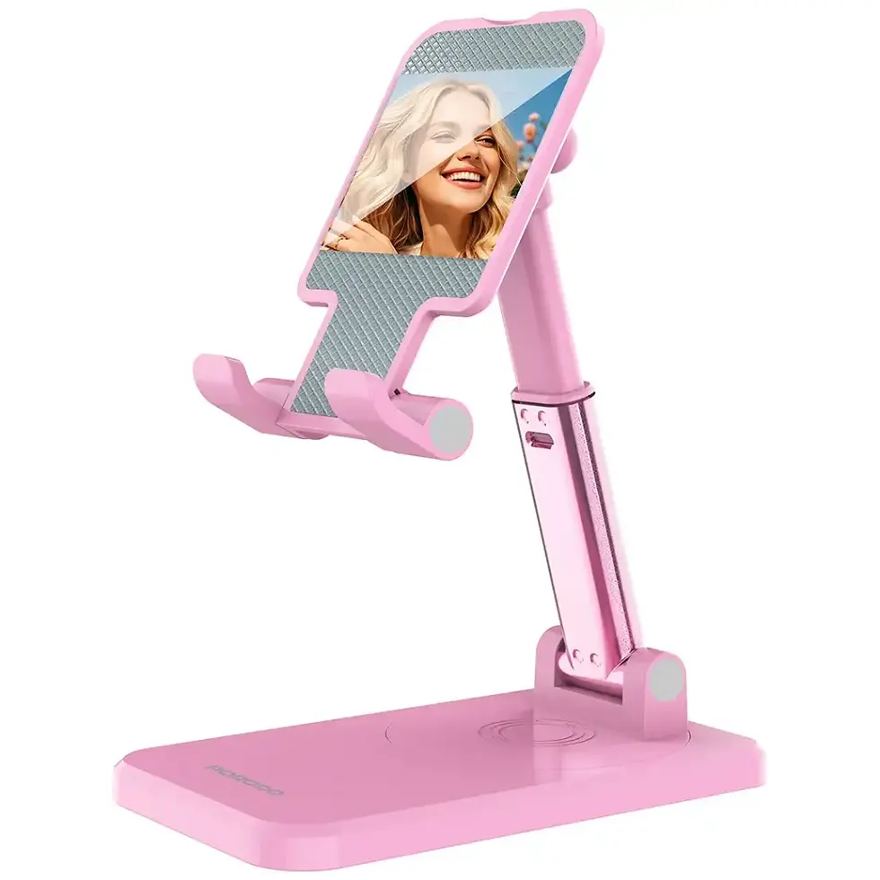 Porodo Desktop Phone & Tablet Stand with Adjustable Telescopic (Pink) Rod