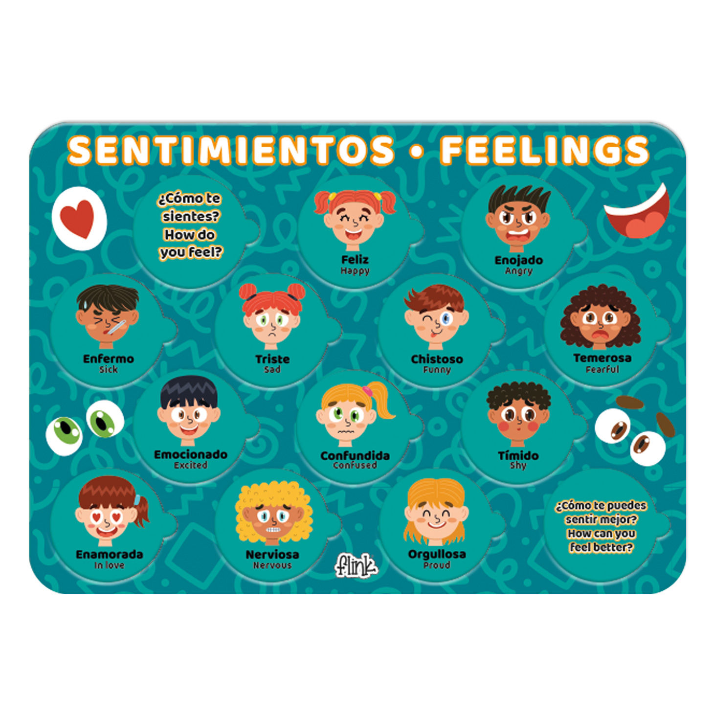 Rompecabezas Didáctico de Sentimientos Bilingüe Flink | Juego de asociación