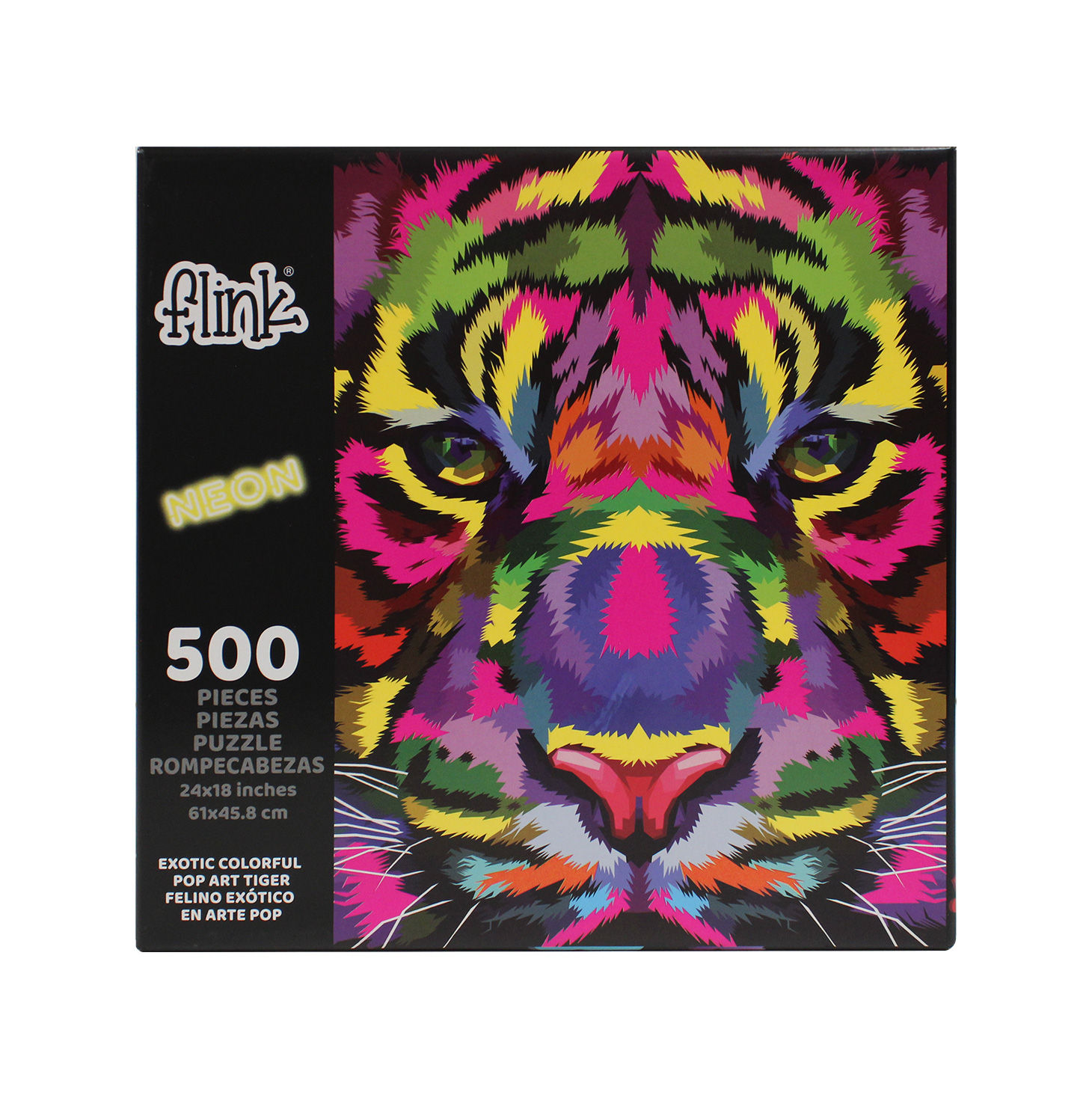 Rompecabezas Felino Exotico Arte Pop Neon 500 Piezas Flink