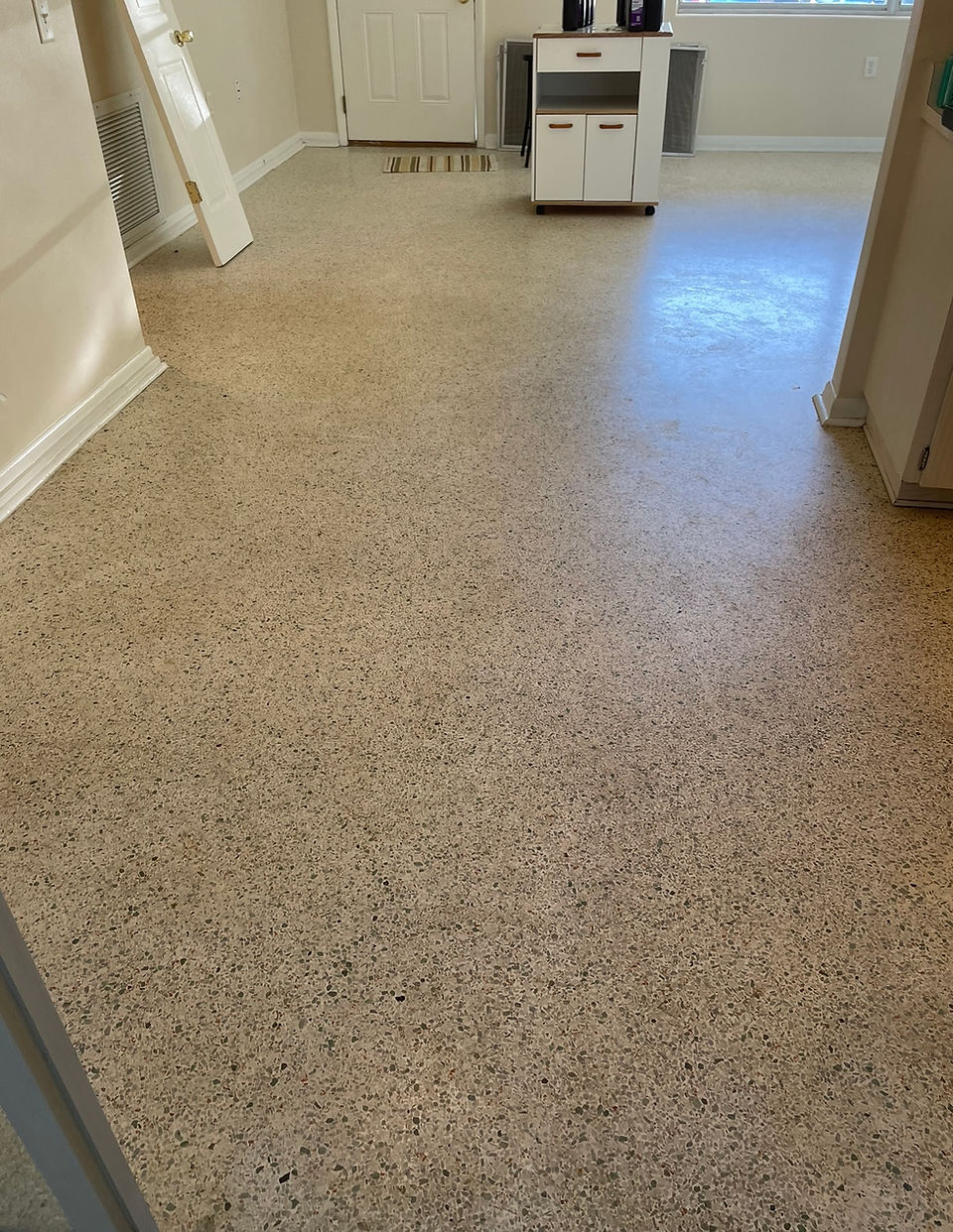 Terrazzo floor restoration and refinishing in Beverly Hills, Florida
