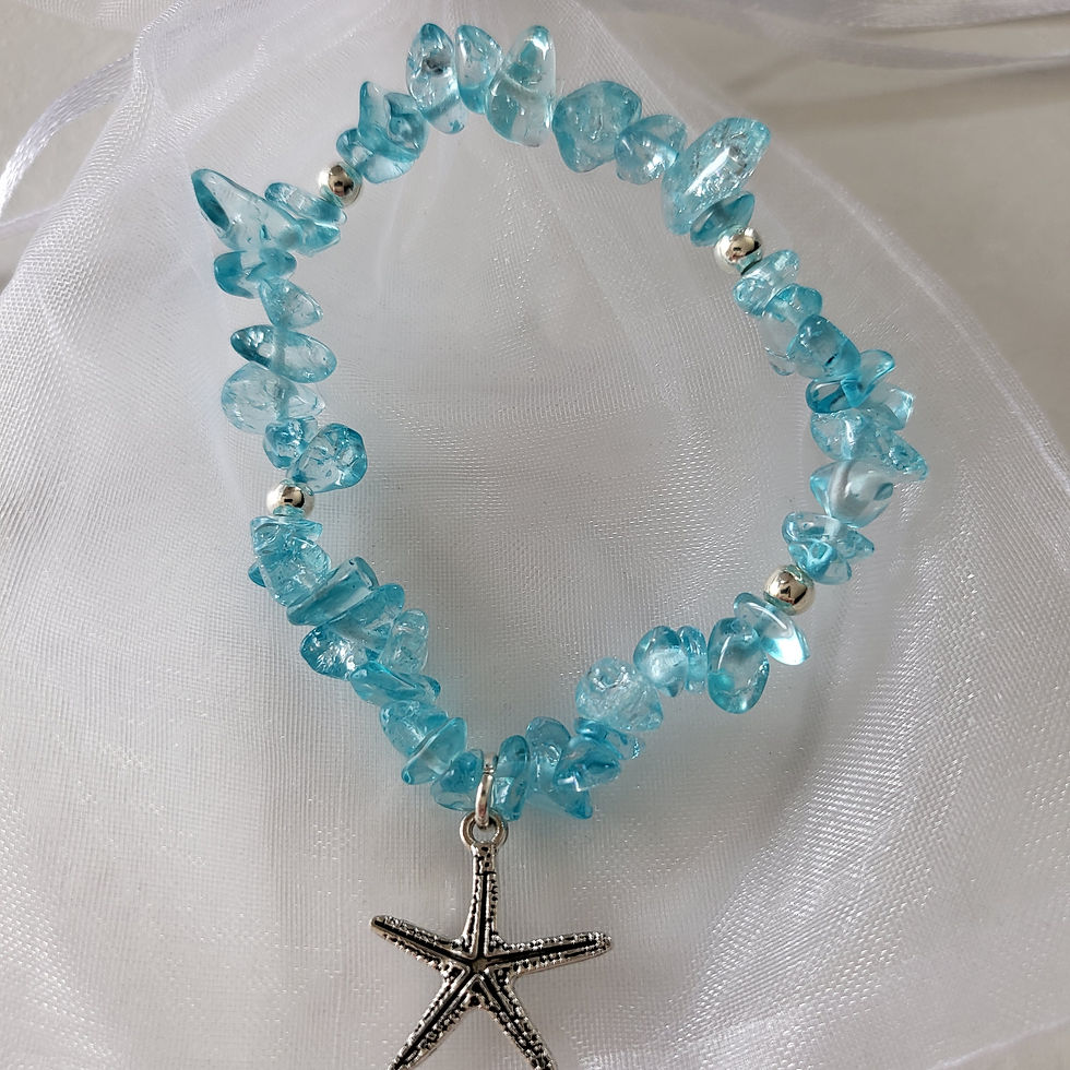 Thumbnail: Glass Beaded Starfish bracelet with eco friendly gift bag