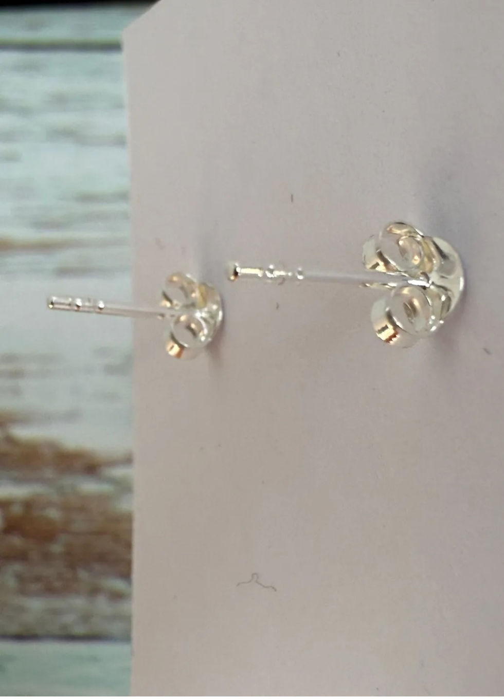 Thumbnail: Butterfly back silver stud earrings