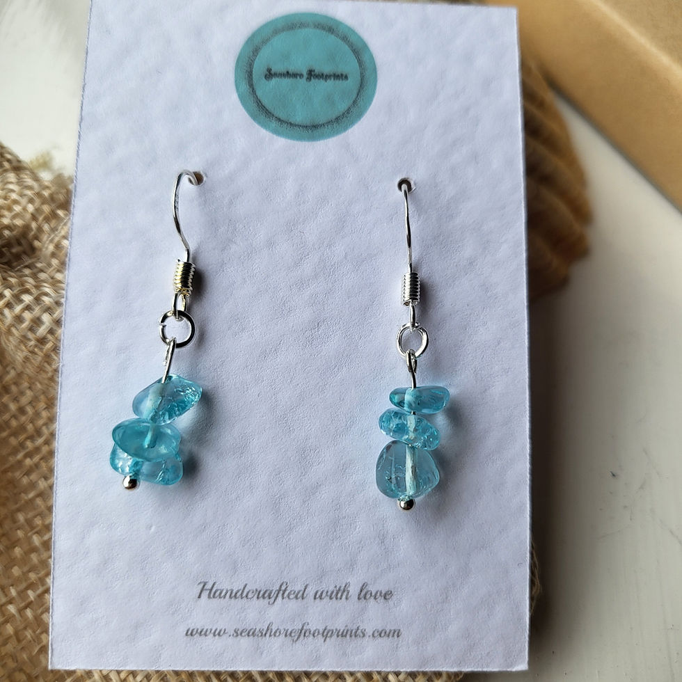 Turquoise blue silver hook earrings