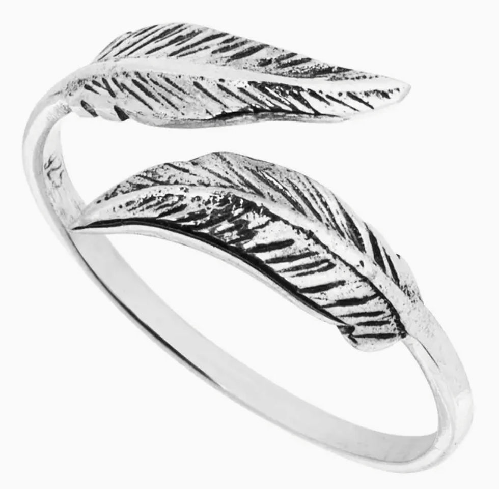 feather ring silver