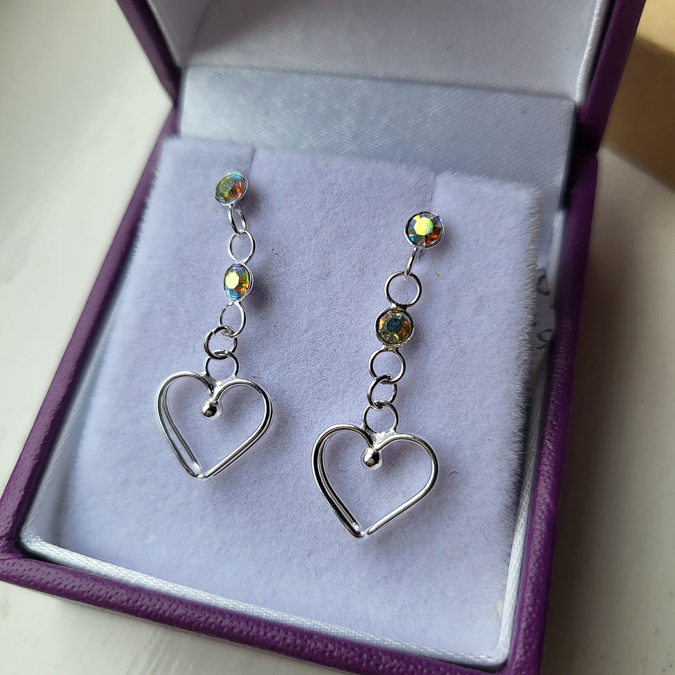 Thumbnail: double heart silver love heart earrings