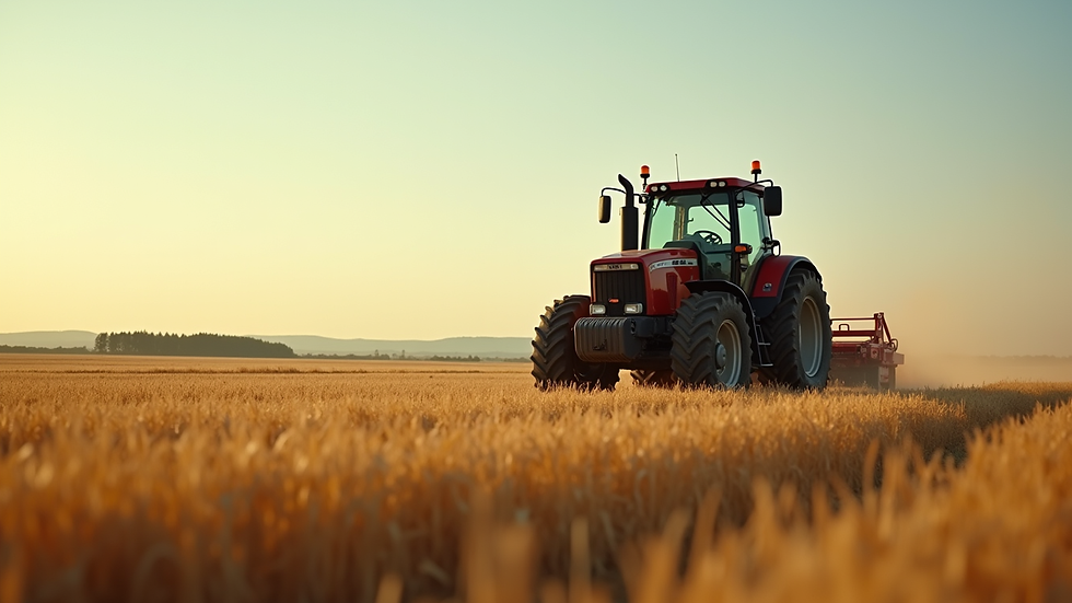 Close-up view of a tractor in a field