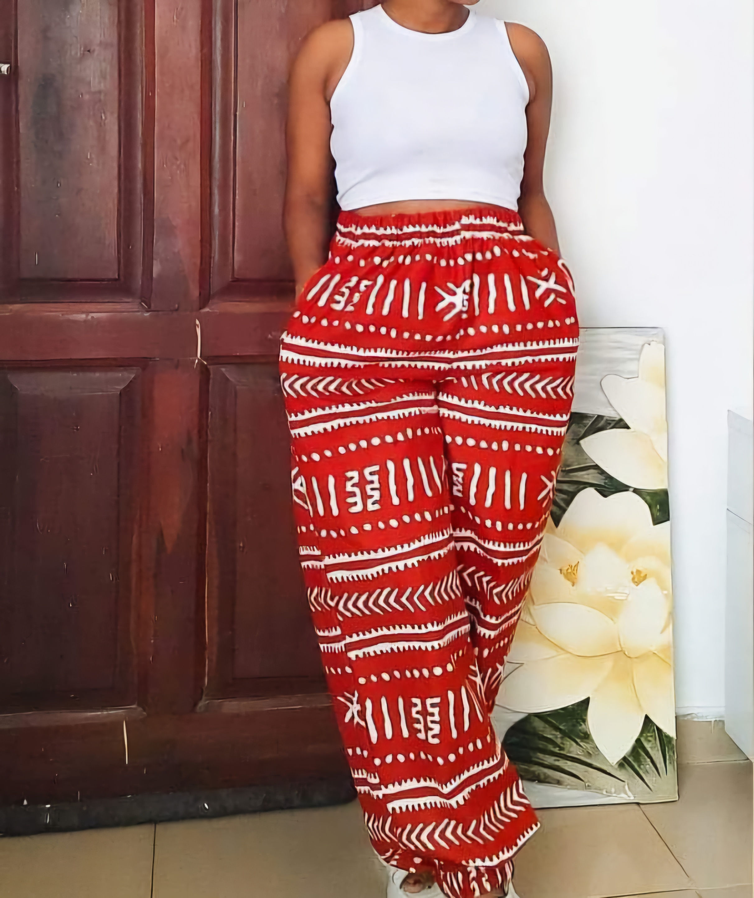 Ankara Print High-Waist Relaxed Pants