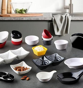 Melamin tabak çeşitleri ve açık büfe ekipmanları, dayanıklı servis ürünleri ve sunum gereçleri