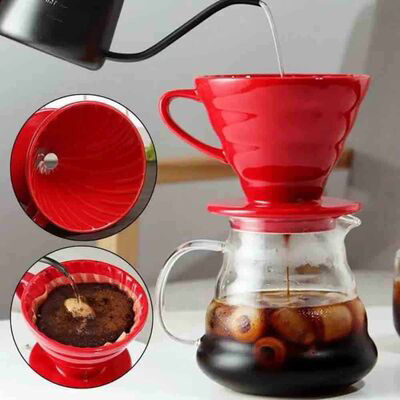 Küçük resim: Epinox Seramik Kahve Demleme Aparatı Kırmızı No:2 Dripper (FSK-2)