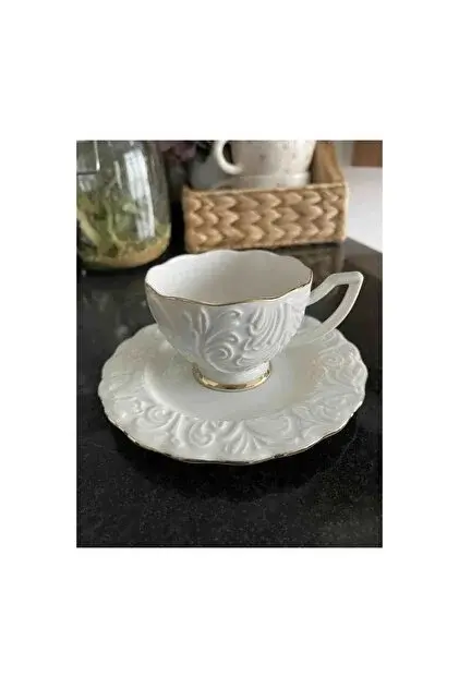 Küçük resim: İpek Porselen 2 Parça Rosen Yaldızlı Kahve Fincanı - 1 Kişilik 90 ml