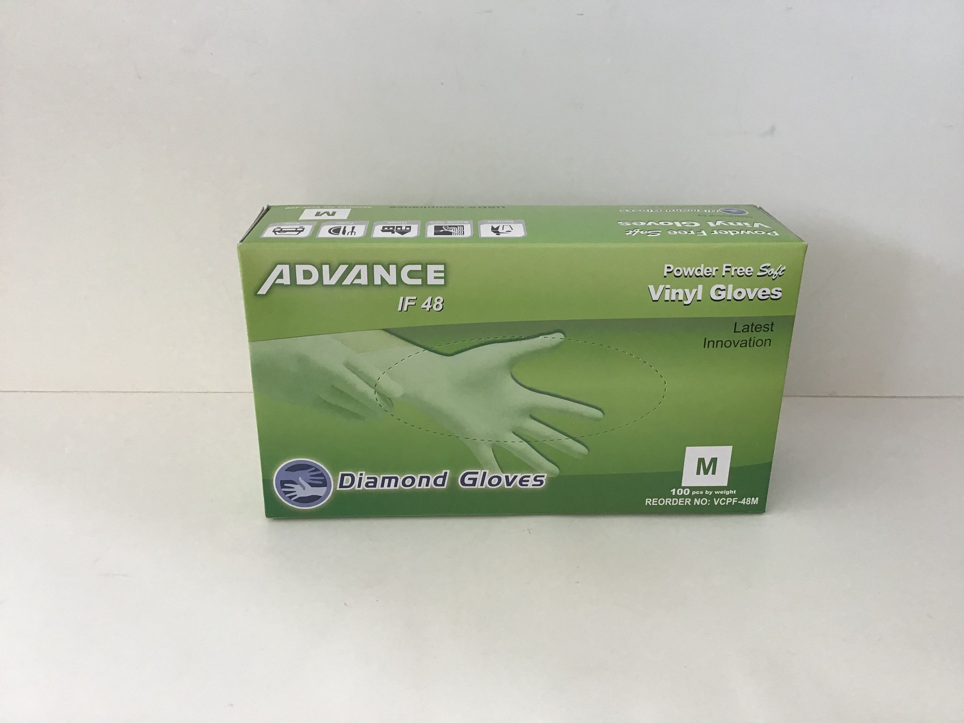 Advance Vinyl Powder Free Gloves ( Medium) 100 ct