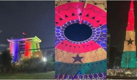 Jubilee House Decorated With Ghana, US National Colours following Kamala Harris' visit