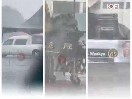Waakye's Casket Abandoned As Heavy Downpour Drive Sympathizers Away (VIDEO)