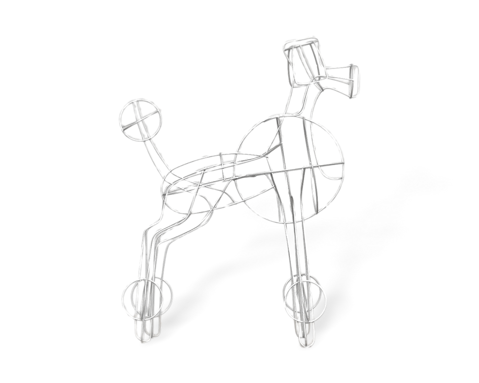 Large Poodle topiary Frame; side view.