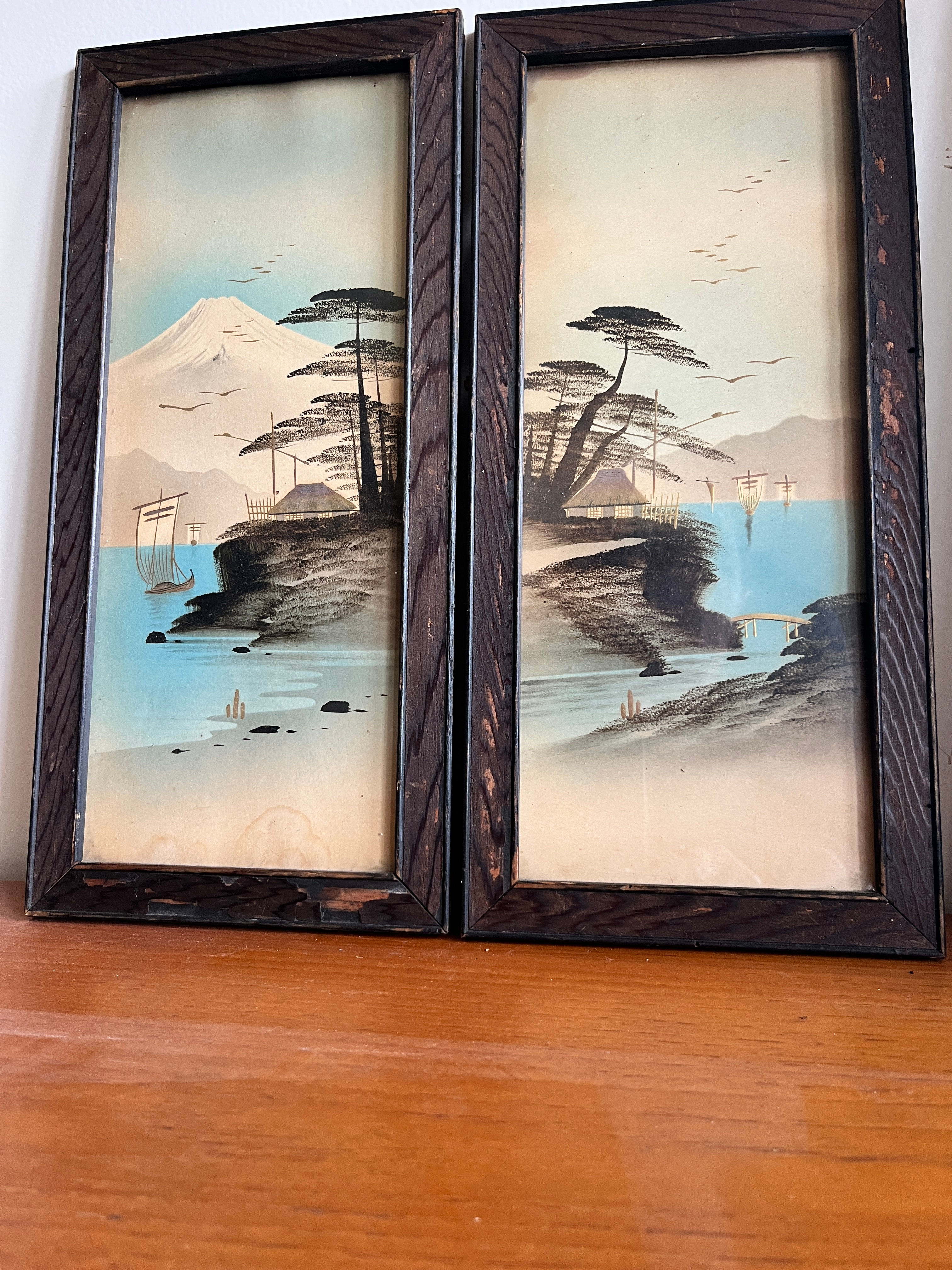Pair Of Vintage Japanese Paintings