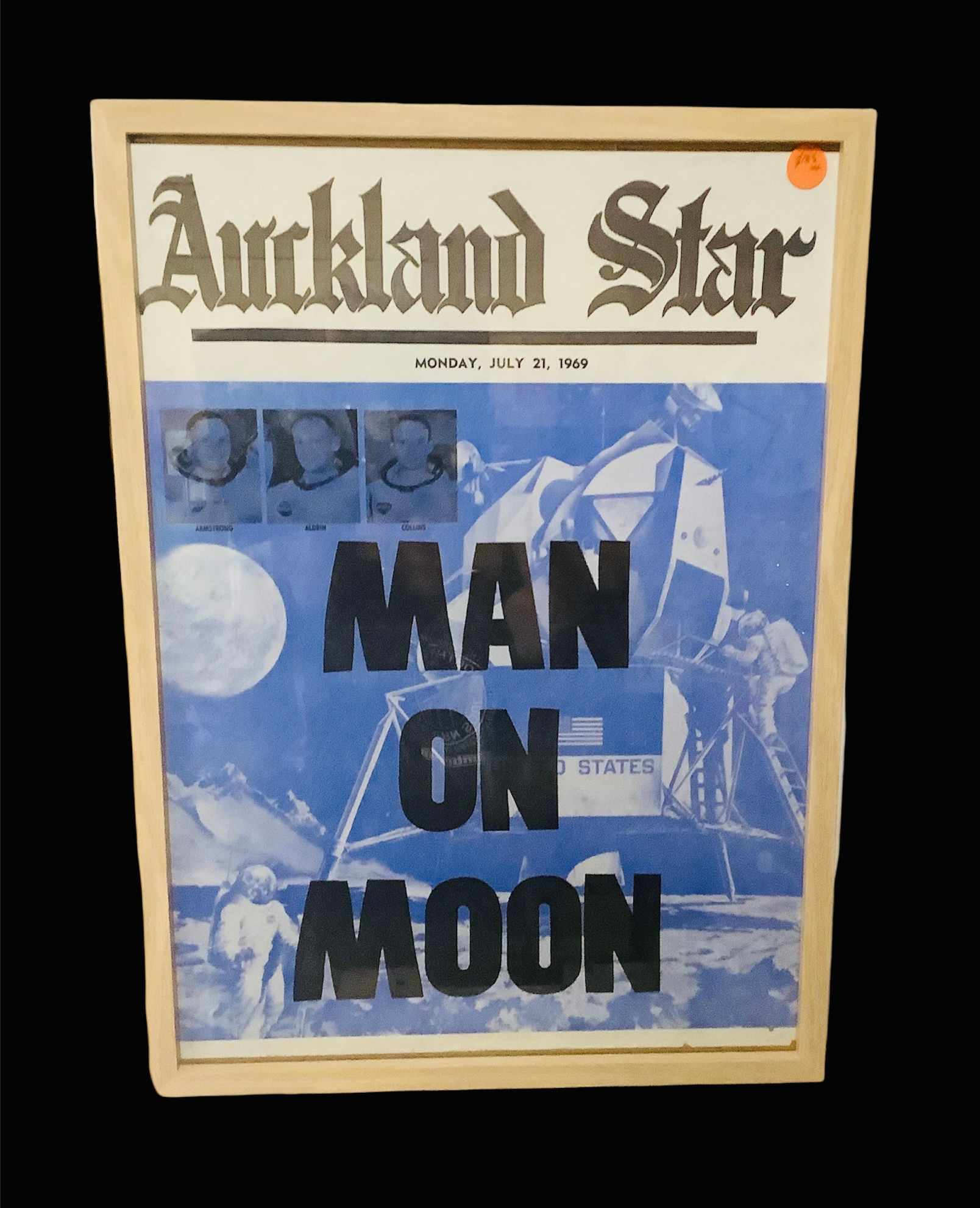 NZ Headline Newspaper 'Man On Moon' Front Page 1969
