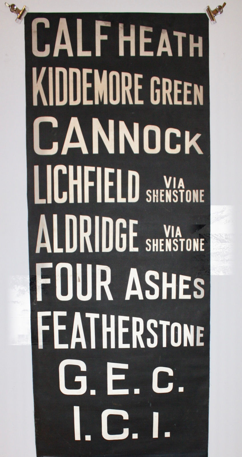 Vintage English Bus Destination Blind