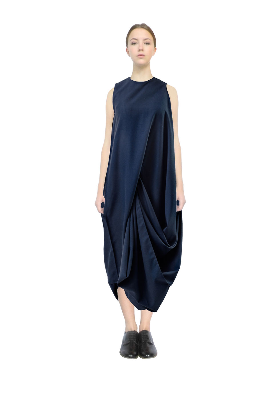 Blue Long Drape Style Unique Avantgarde Designer Dress