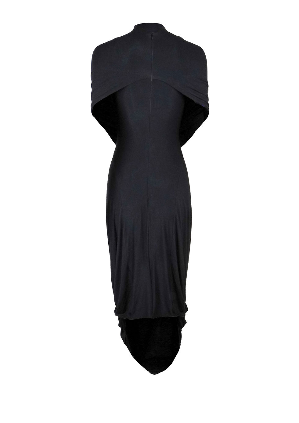 Flattering Back View Black Viscose Jersey Dress