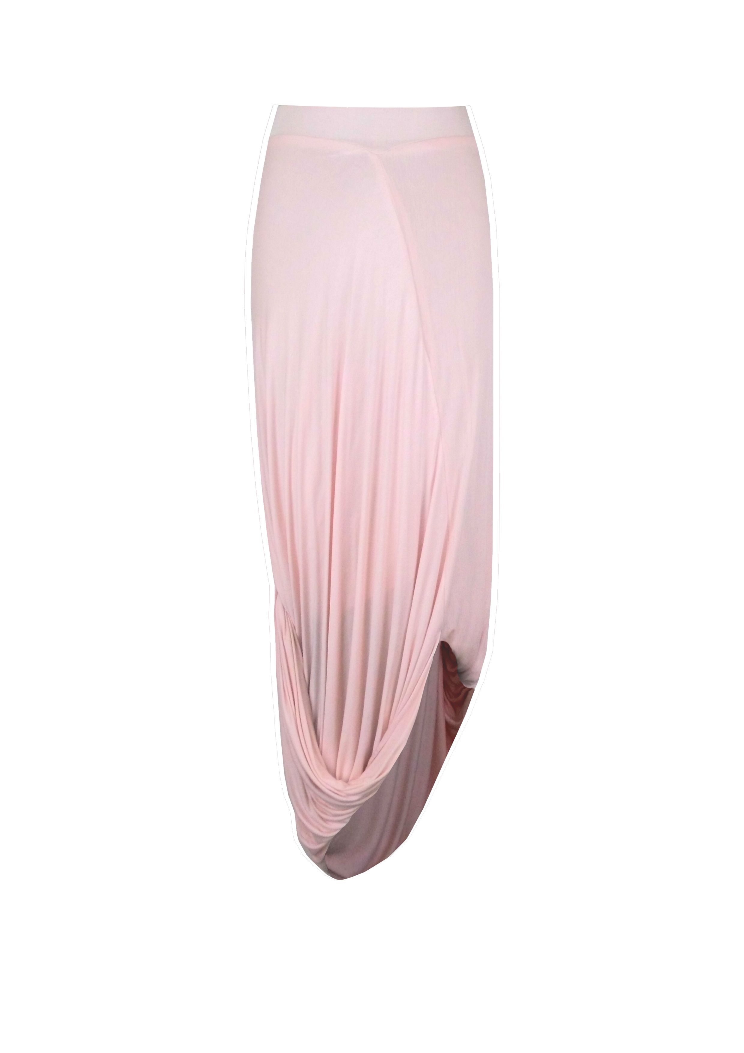 Pink Artistic Draping Designer Luxury Skirt Front View