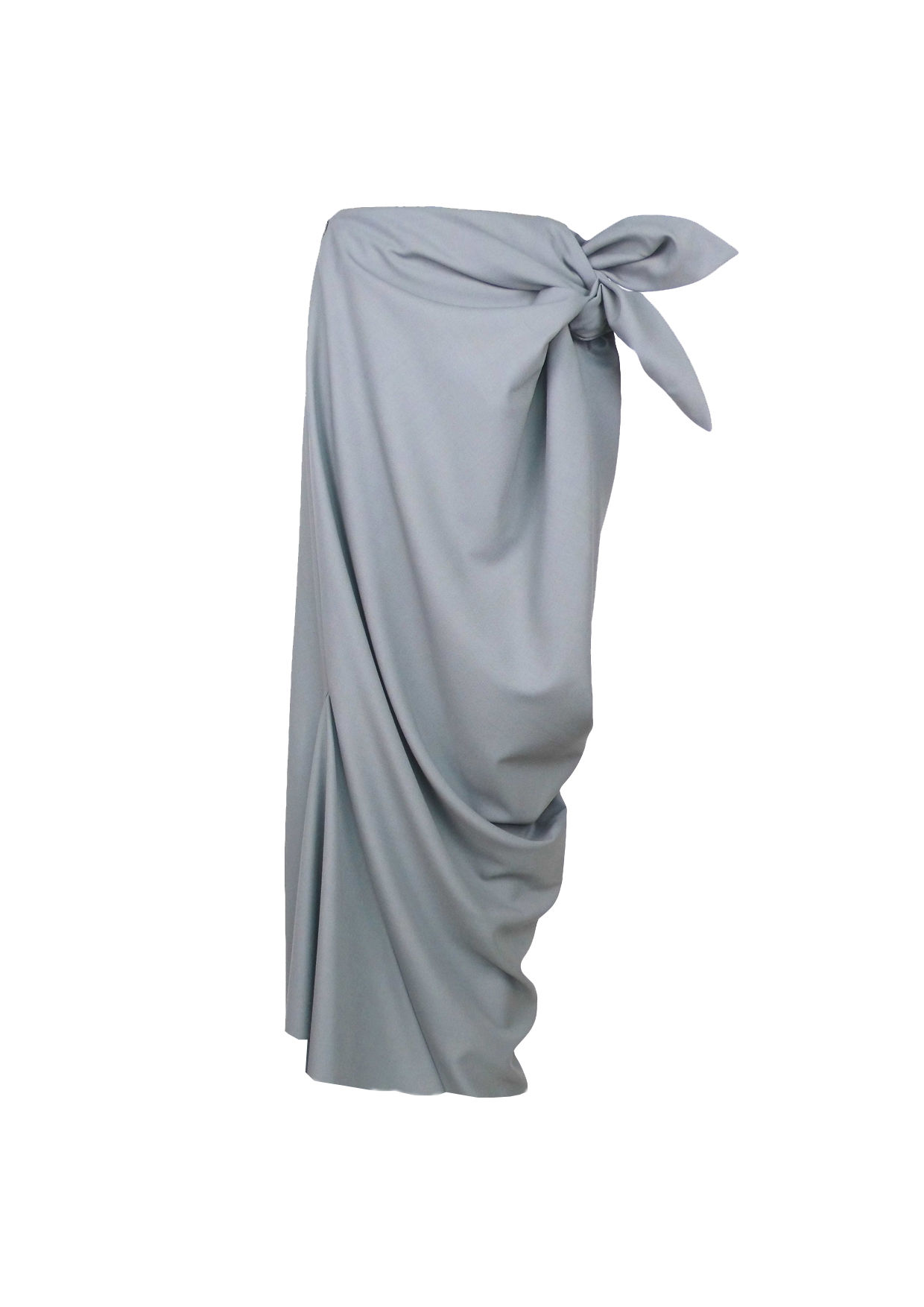 Grey Drape Knotted Buy Now Elegant Sculptural Skirt Front View Chic Luxury Designer Wear