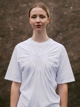 heart t-shirt made in white organic cotton