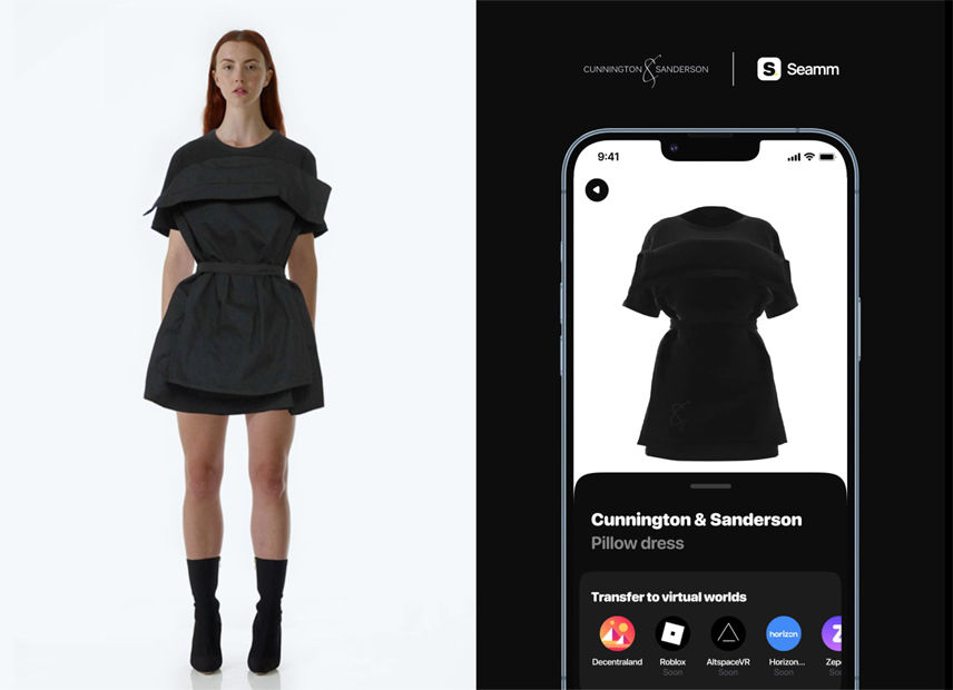 pillow dress organic cotton digital twin fashion metaverse wearable virtual worlds
