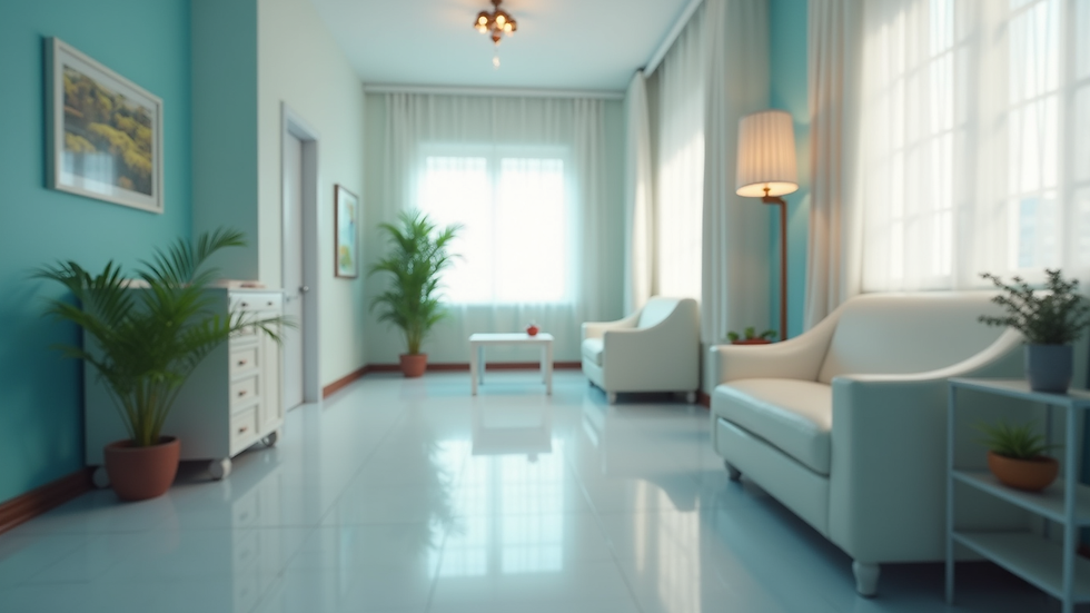 Eye-level view of a patient consultation room with a welcoming atmosphere