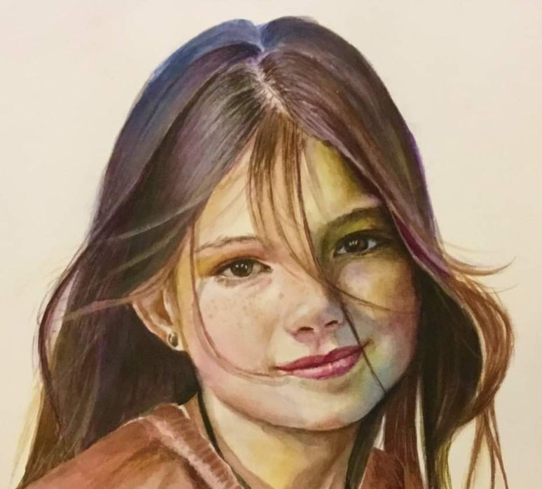 peinture jolie enfant Portrait personnalisé à l'aquarelle, peinture portrait d'après photo, portrait peinture