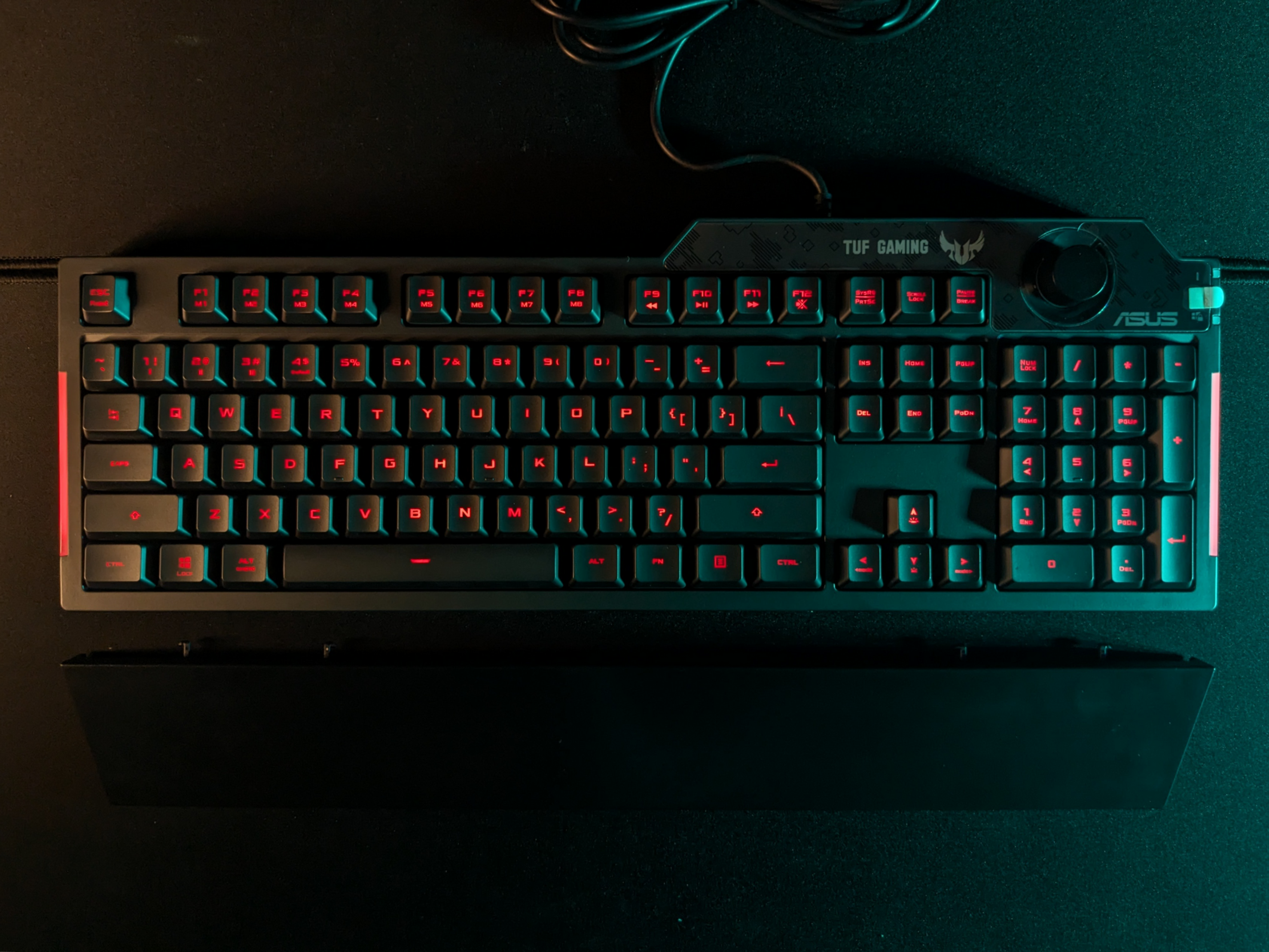 ASUS TUF K1 Membrane Gaming Keyboard, RGB, Volume Knob, Wrist Rest, Spill-Resist