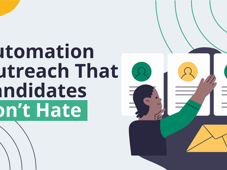 Flat vector of a man sifting through candidate profiles next to the blog headline