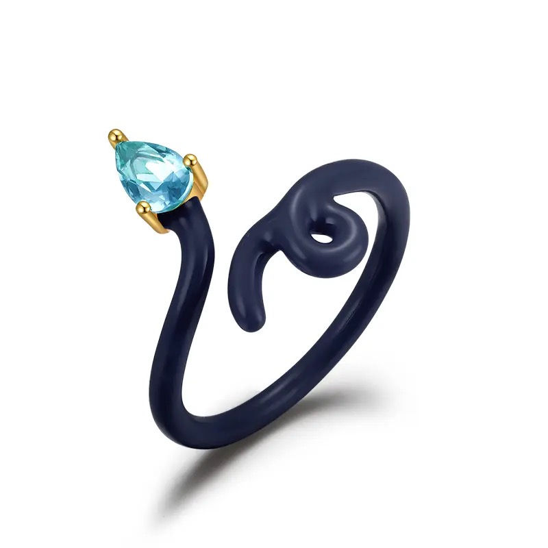 Anel Esmaltado Azul Marinho 