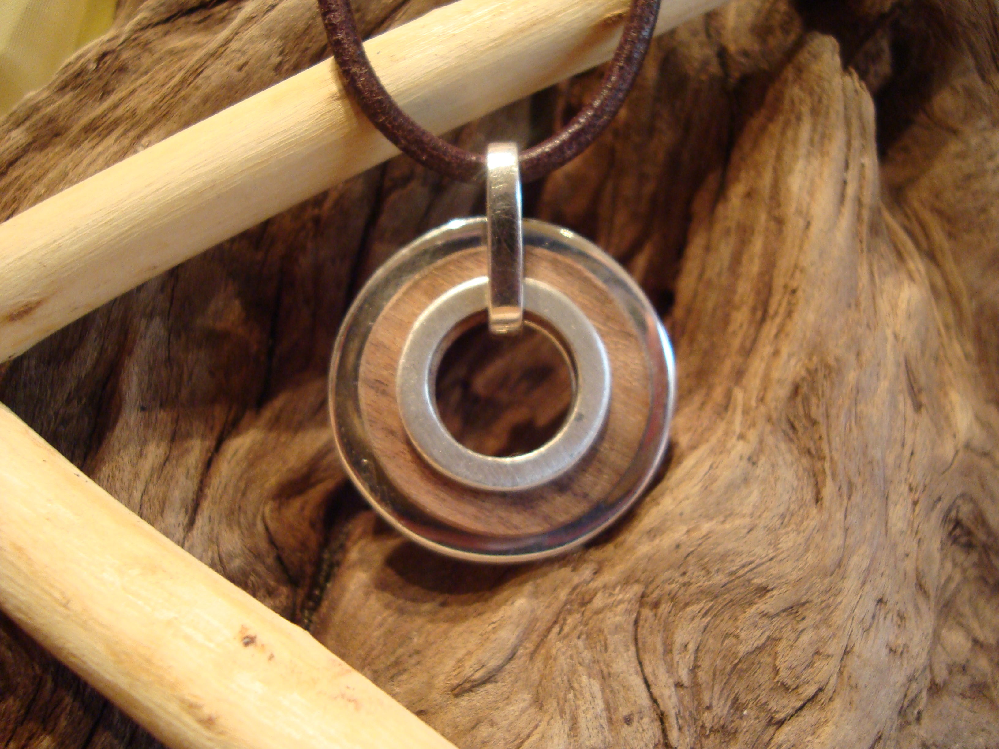 Pendentif Argent- Palissandre