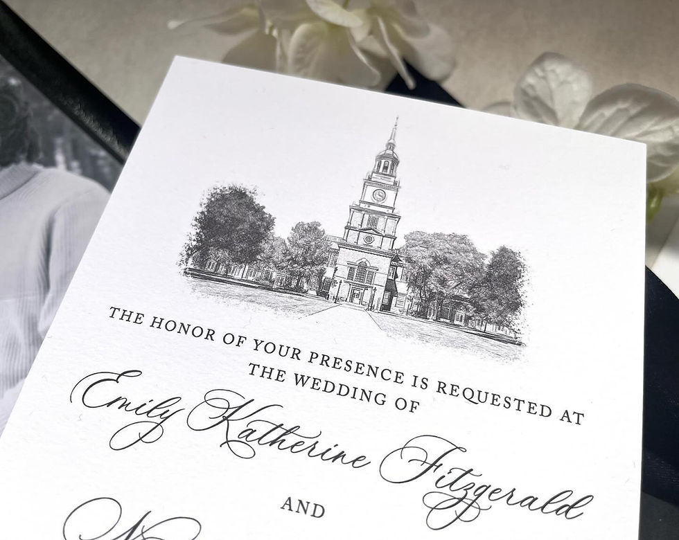Thumbnail: The Henry Ford Museum Venue Sketch Wedding Invitations