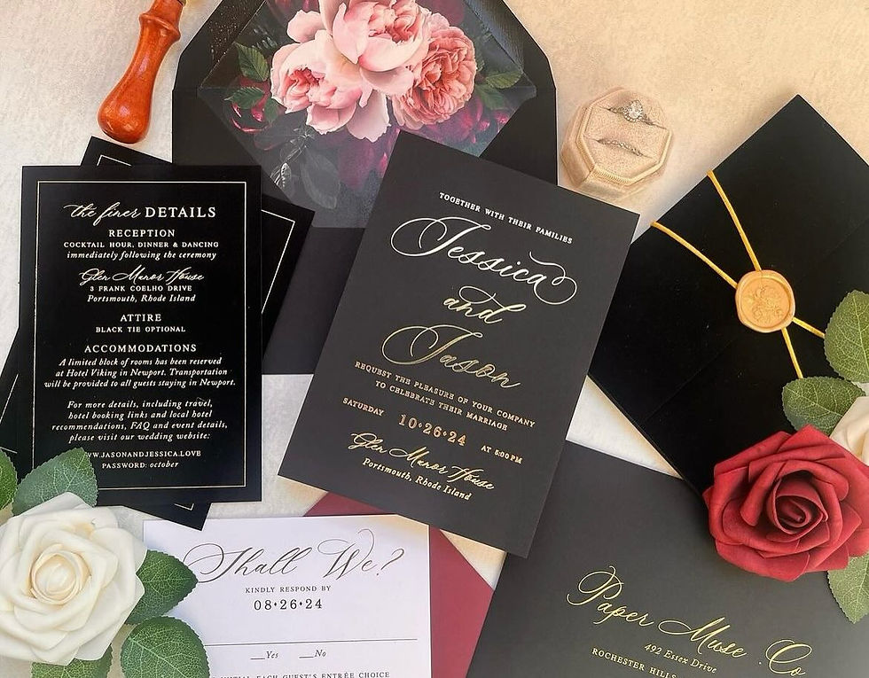 Modern Black and Gold Wedding Invitation, Black and Gold Invites, Gold and Black Invites, Black and White Invites,