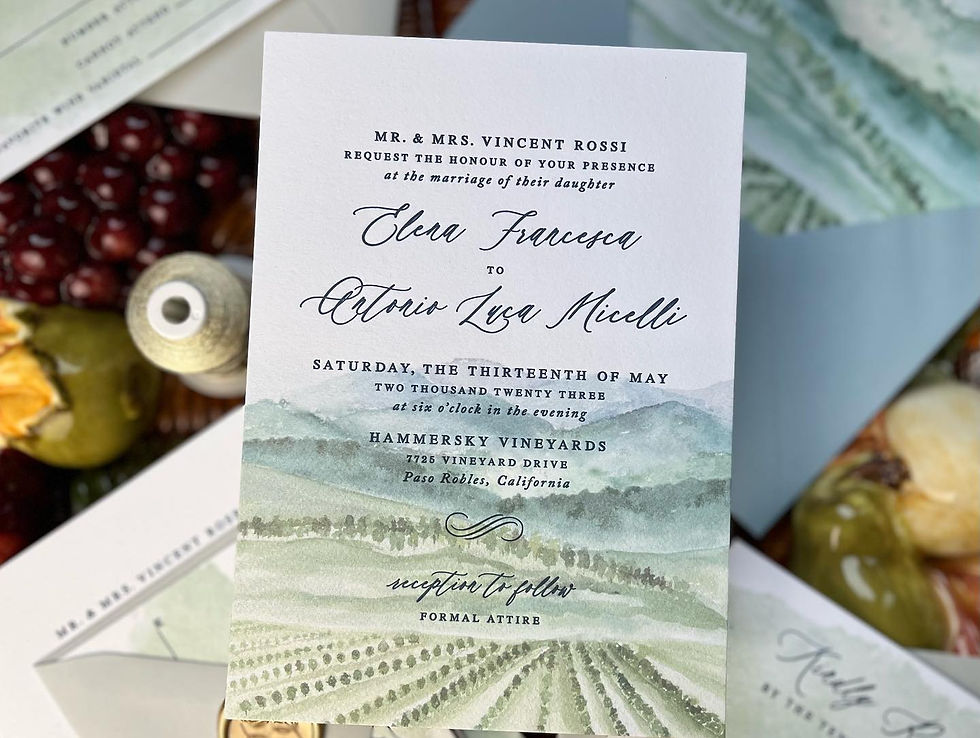 Thumbnail: Vineyard Wedding, Vineyard Invitations, Letterpress Invitations, Luxury Invites, Winery Invites