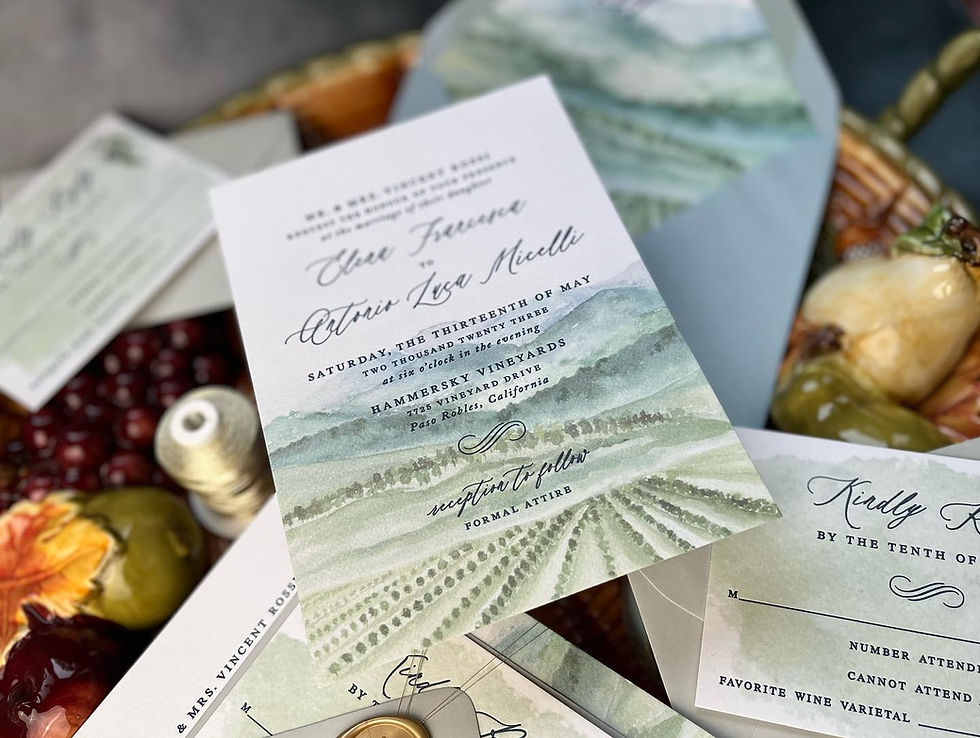 Thumbnail: Vineyard Wedding, Vineyard Invitations, Letterpress Invitations, Luxury Invites, Winery Invites