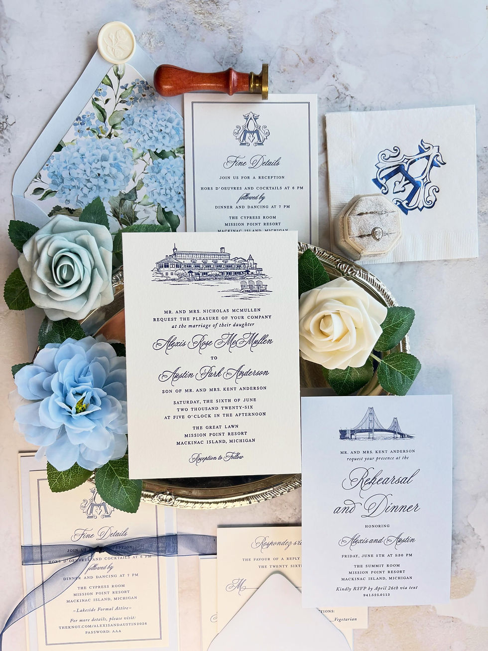Thumbnail: Mission Point Resort Mackinac Island Letterpress Wedding Invitations