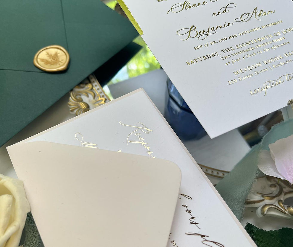 Thumbnail: Wax Seal Invites, Green Wax Seals, Gold Wax Seals, Gold Edge Invites