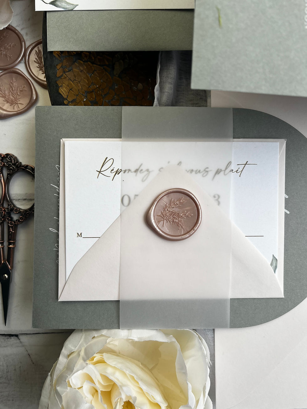 Thumbnail: Arch Invitations, Curved Invitations, Sage Invites, Sage and Blush Invites, Sage Green Invites