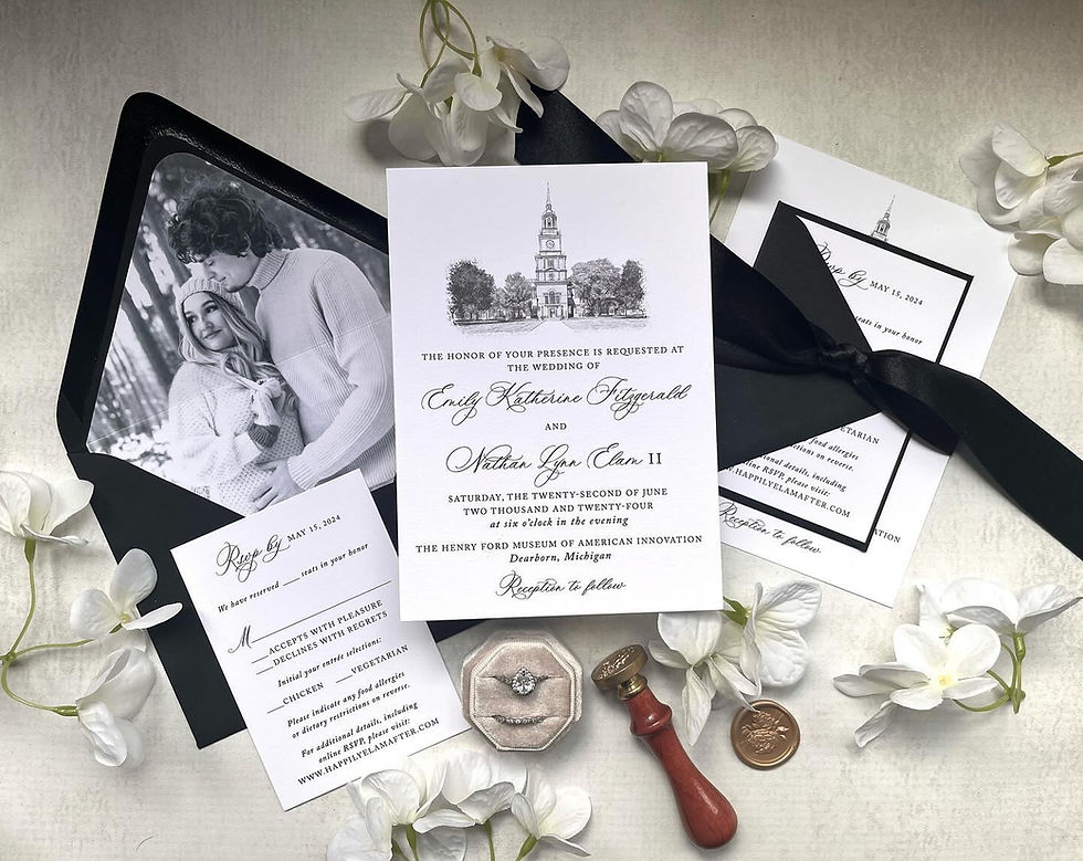 Thumbnail: The Henry Ford Museum Venue Sketch Wedding Invitations