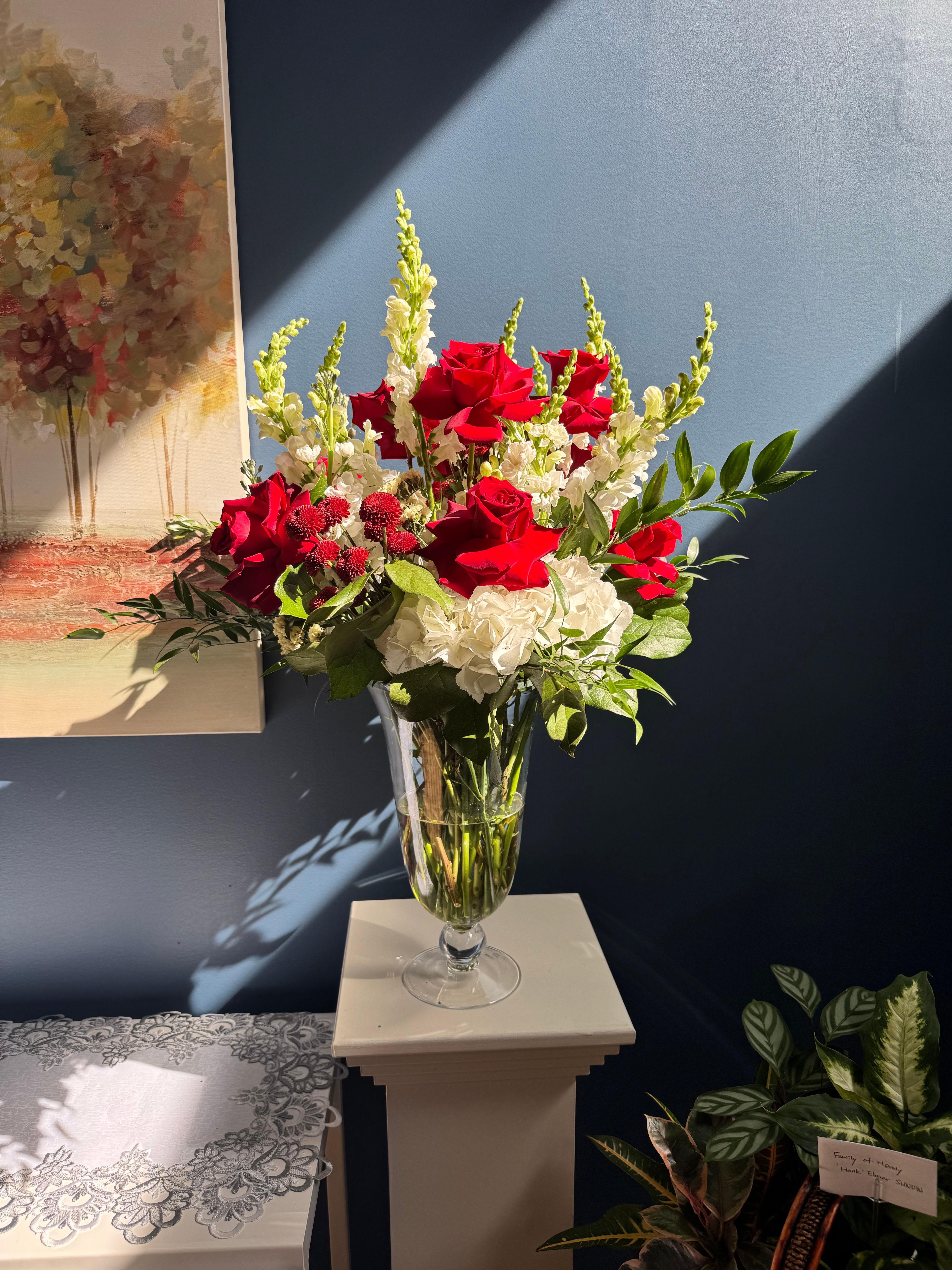 Red and White Standing Arrangement