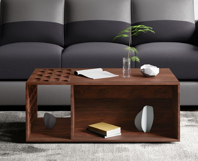 Modern wood coffee table with storage for Flicker V2