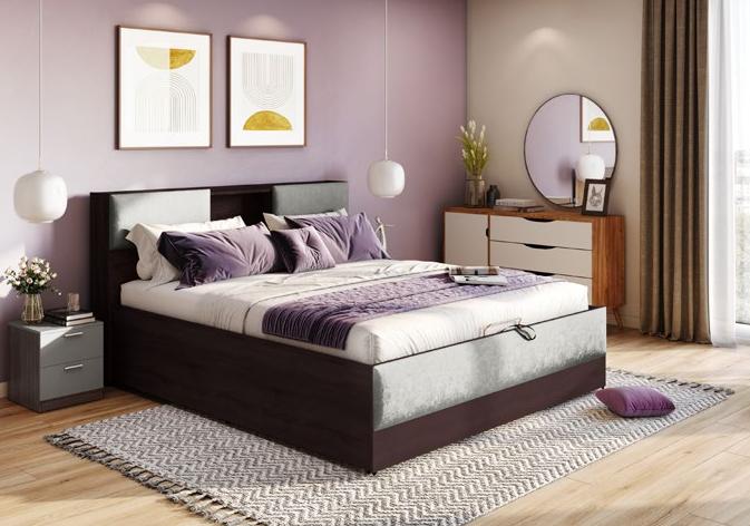 Modern Trove bedroom set with dark wood storage bed