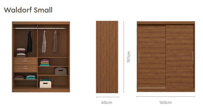 Waldorf Small wardrobe dimensions and internal layout