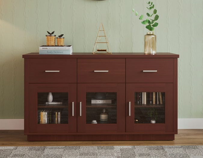 Display Expo Large wooden sideboard with glass doors