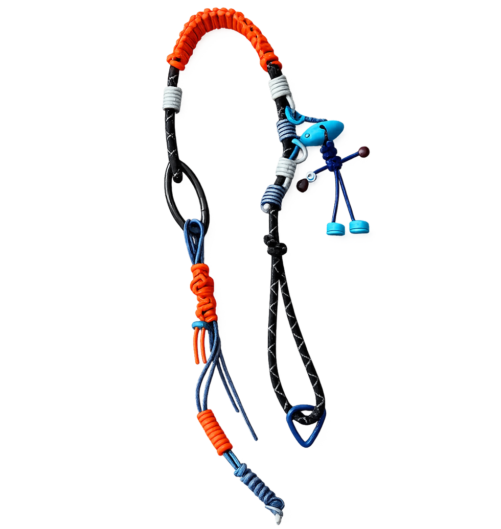 Handmade gear from climbing DIY workshops on black background